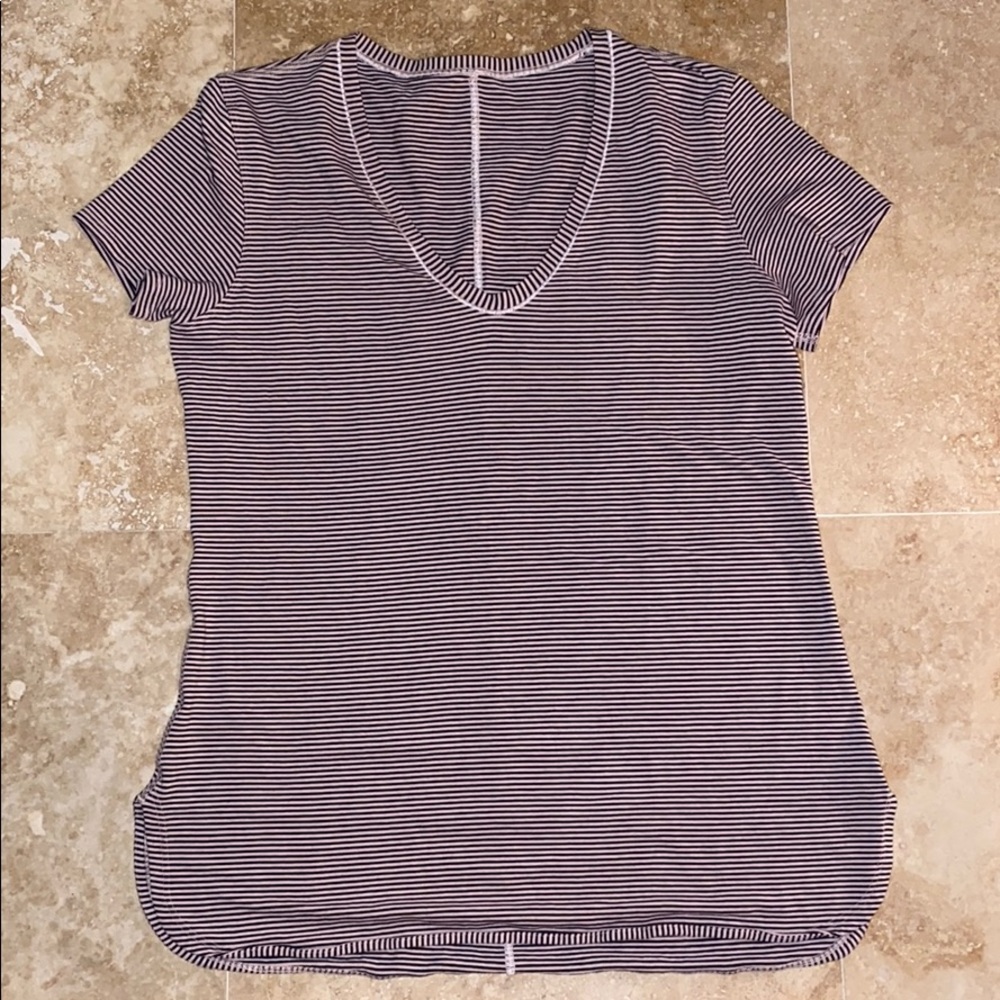 LULULEMON Light Pink and Black Striped Shirt